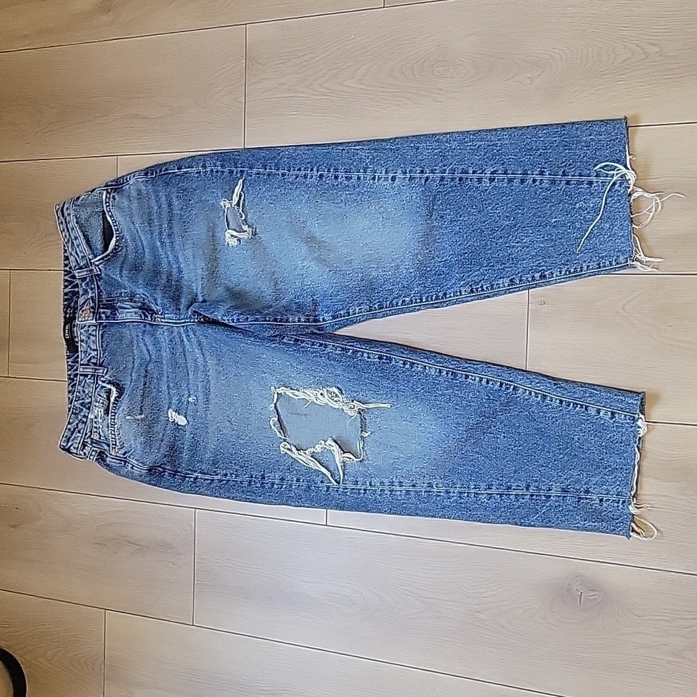 OWN Relaxed-Fit Twisted Seam Ripped Mom Jeans W29 L30